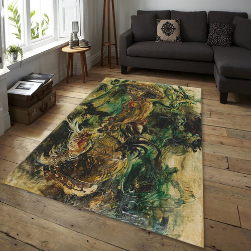 Expressionist Art Rug, Vintage Oil Painting Style