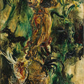 Expressionist Art Rug, Vintage Oil Painting Style
