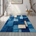 Crumpled Paper Abstract Rug Blue Tones Mosaic Patchwork Mat