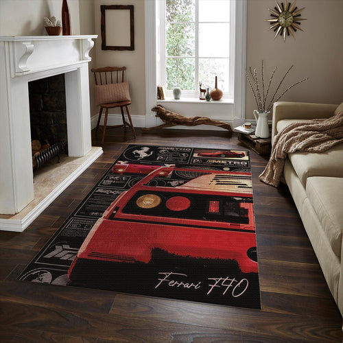 Ferrari F40 Rug, Retro Supercar Decor