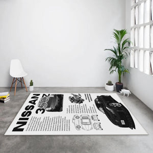 350Z Technical Poster Rug, Nissan Specs Art