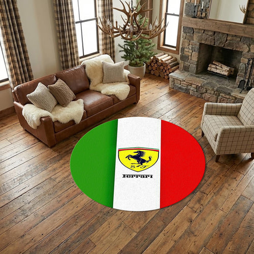 Ferrari F1 Rug, Ferrari Logo Round Rug