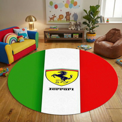 Ferrari F1 Rug, Ferrari Logo Round Rug
