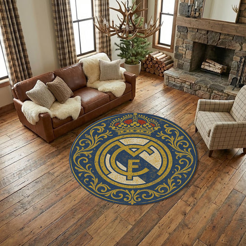 Real Madrid Round Rug, Football Fan Circle Carpet