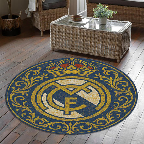 Real Madrid Round Rug, Football Fan Circle Carpet