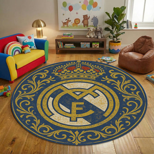 Real Madrid Round Rug, Football Fan Circle Carpet