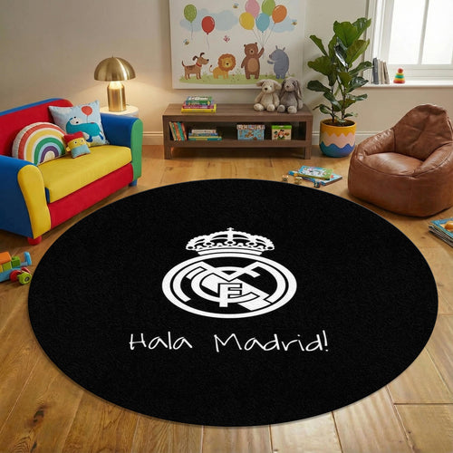 Real Madrid Round Rug, Football Fan Circle Carpet