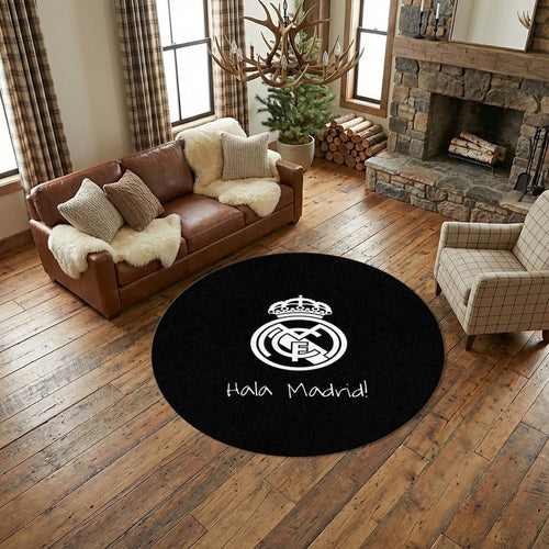 Real Madrid Round Rug, Football Fan Circle Carpet