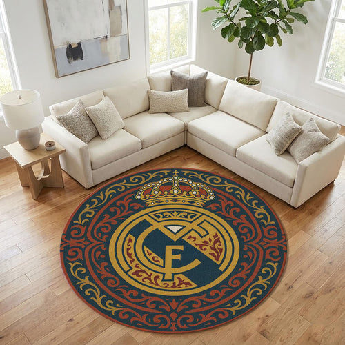 Real Madrid Round Rug, Football Fan Circle Carpet