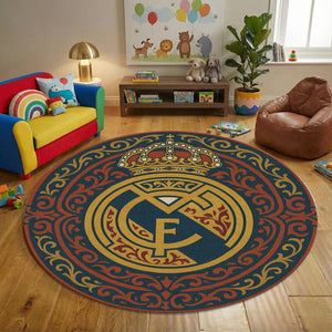 Real Madrid Round Rug, Football Fan Circle Carpet
