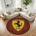Ferrari F1 Rug, Ferrari Logo Round Rug