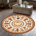 Coffee Theme Round Rug Latte Art Kitchen Carpet with Moka Pot &