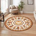 Coffee Theme Round Rug Latte Art Kitchen Carpet with Moka Pot &