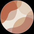 Abstract Terracotta Round Rug Neutral Beige Brown Modern Circle