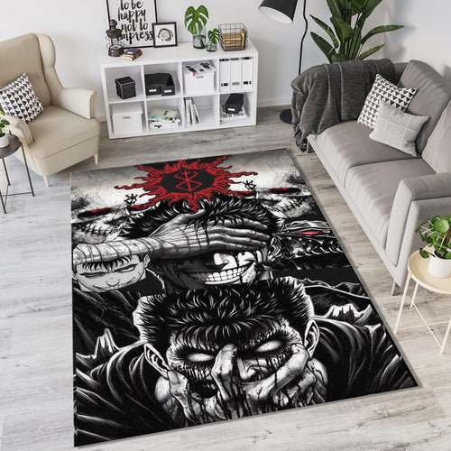 Berserk Rug Dark Fantasy Gothic Manga Fan Mat High Contrast Red