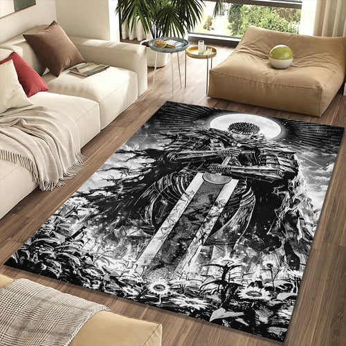 Berserk Rug Dark Fantasy Gothic Manga Fan Mat Gamer Room Decor