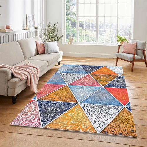Colorful Mandala Triangle Mosaic Rug