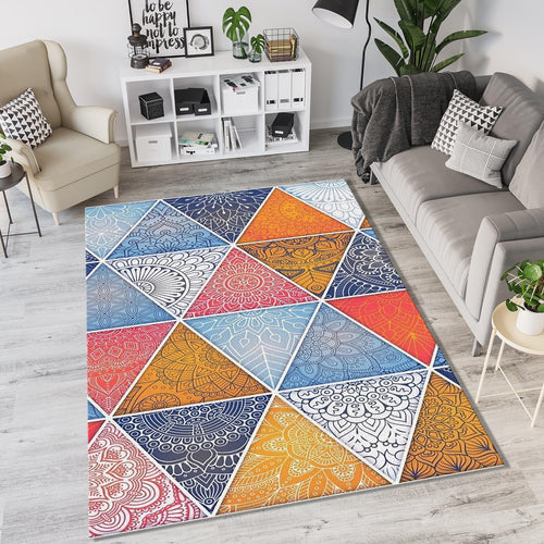 Colorful Mandala Triangle Mosaic Rug