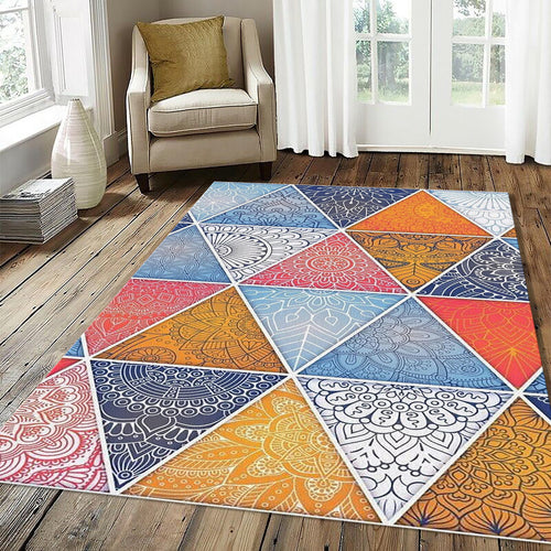 Colorful Mandala Triangle Mosaic Rug