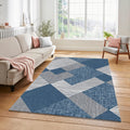 Modern Navy Blue & Gray Geometric Rug