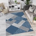 Modern Navy Blue & Gray Geometric Rug