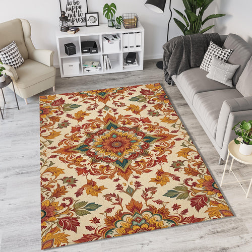 Ornate Mandala Medallion Rug Traditional Oriental Floral