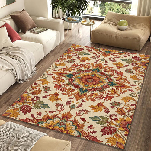 Ornate Mandala Medallion Rug Traditional Oriental Floral