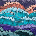 Vibrant Cartoon Ocean Waves Rug Dynamic Blue Purple Sea Art Mat