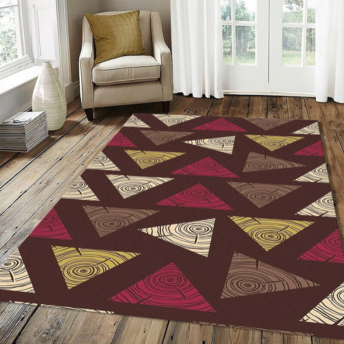 Geometric Wood Slice Triangle Rug Modern Rustic Tree Ring Pattern