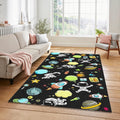 Cute Space Astronaut Doodle Rug Rocket Planets Kids Playroom