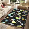 Cute Space Astronaut Doodle Rug Rocket Planets Kids Playroom