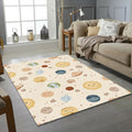 Cute Celestial Planets Pattern Rug Neutral Pastel Space Nursery
