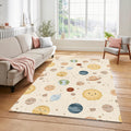 Cute Celestial Planets Pattern Rug Neutral Pastel Space Nursery