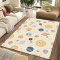 Cute Celestial Planets Pattern Rug Neutral Pastel Space Nursery