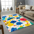 Mid-Century Pop Art Abstract Rug Primary Color Brushstroke Doodle