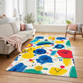 Mid-Century Pop Art Abstract Rug Primary Color Brushstroke Doodle