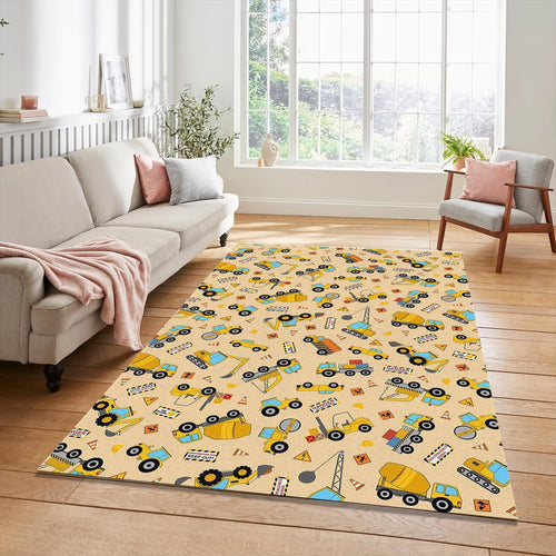 Cute Construction Vehicle Pattern Rug