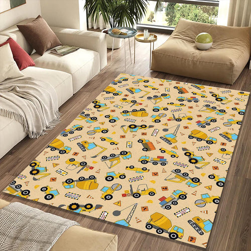 Cute Construction Vehicle Pattern Rug