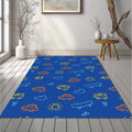 Cute Car Train Skateboard Doodle Rug