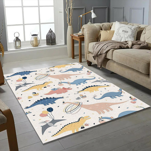 Cute Dinosaur Birthday Party Rug Pastel Pink Blue Dino Kids