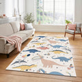 Cute Dinosaur Birthday Party Rug Pastel Pink Blue Dino Kids