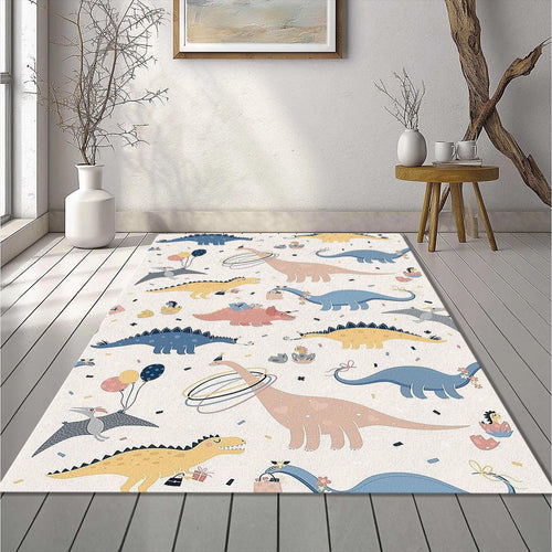 Cute Dinosaur Birthday Party Rug Pastel Pink Blue Dino Kids