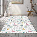 Cute Dinosaur Doodle Pattern Rug Pastel Pink Green Dino Kids