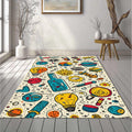 Science Lab Doodle Pattern Rug Cosmic Planets Test Tubes