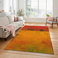 Textured Abstract Color Block Rug Distressed Red Orange Yellow