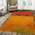 Textured Abstract Color Block Rug Distressed Red Orange Yellow