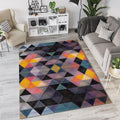 Geometric Abstract Triangle Rug Moody Dark Purple Yellow Diamond