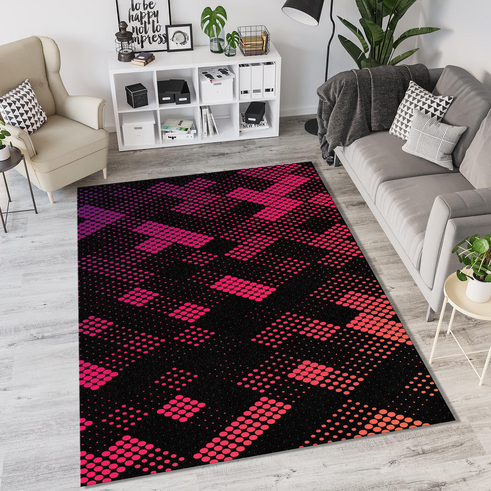 Neon Halftone Gradient Geometric Rug