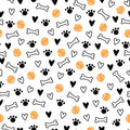 Minimalist Dog Paw Print Doodle Rug
