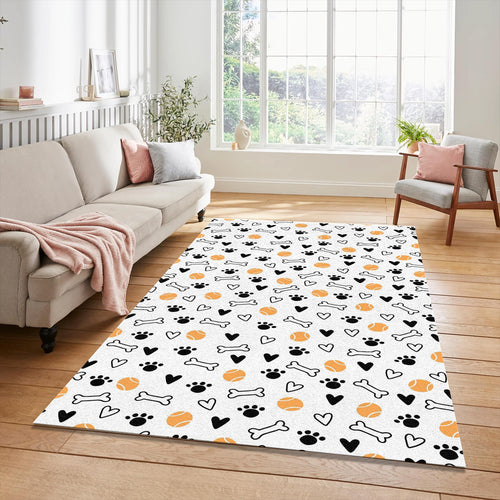 Minimalist Dog Paw Print Doodle Rug